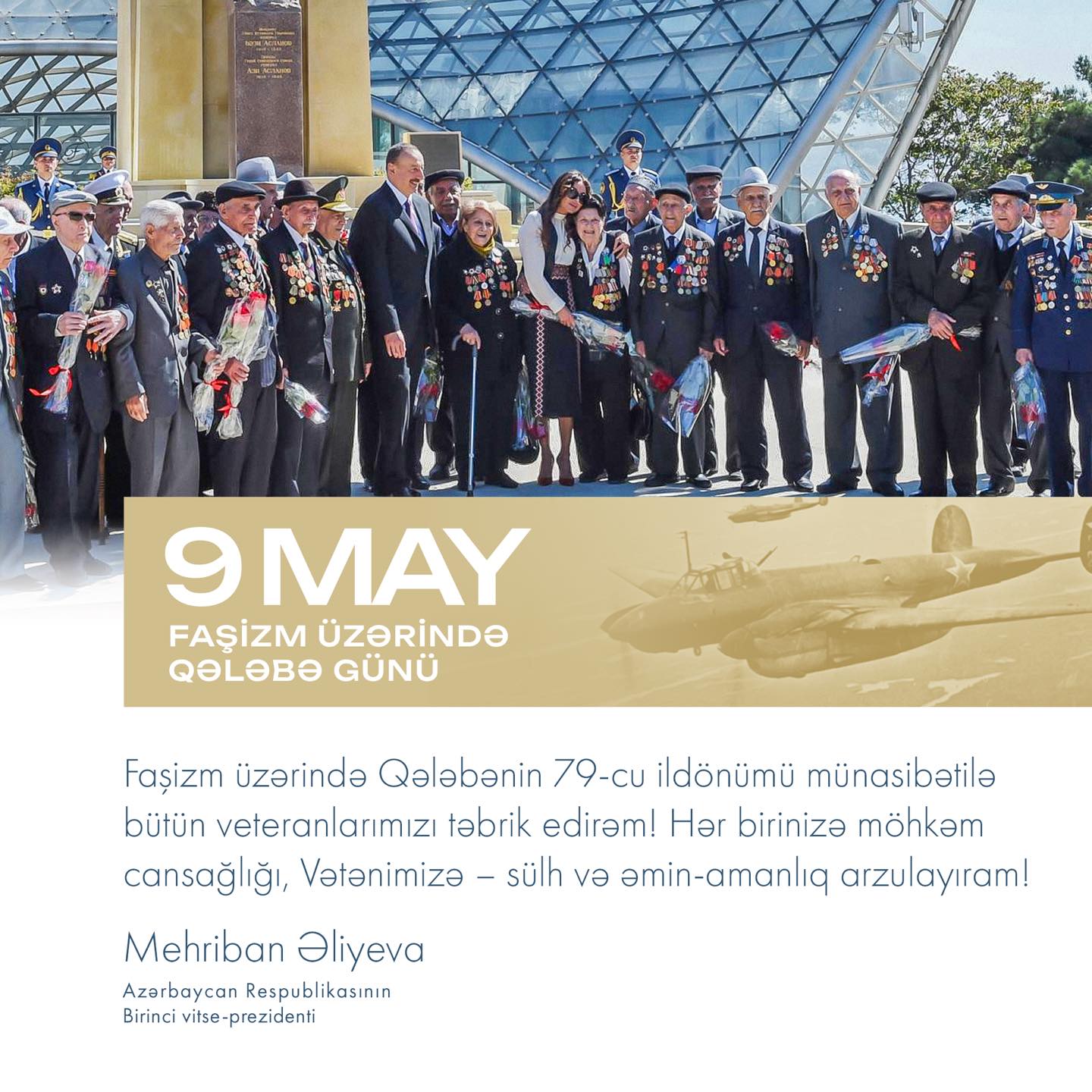First Vice President of Azerbaijan Mehriban Aliyeva shares a post on occasion of 9 May Victory Day